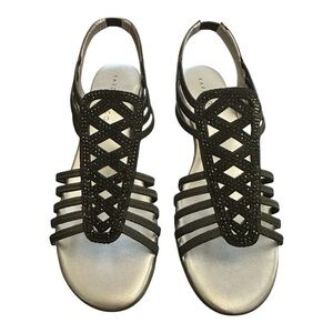 Karen Scott Ellya Embellished Dressy Slingback Sandals - Black - Women Size 7.5